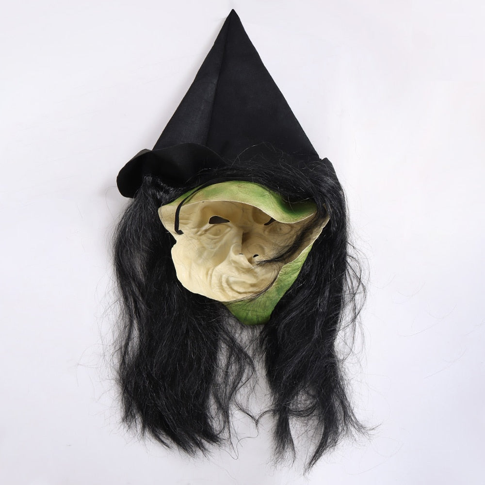 Halloween Horror Old Witch Mask with Hat  - Latex