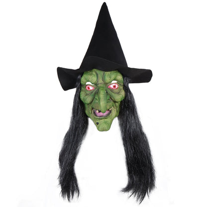 Halloween Horror Old Witch Mask with Hat  - Latex