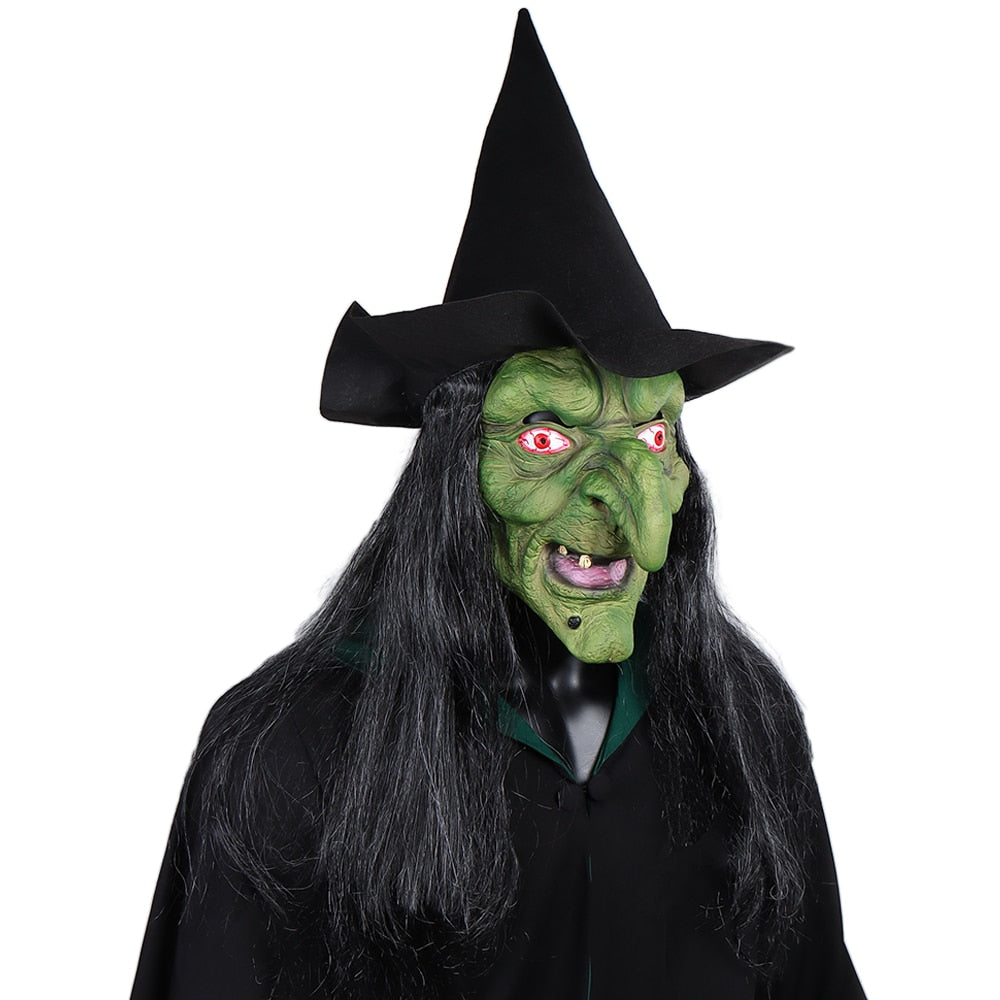 Halloween Horror Old Witch Mask with Hat  - Latex