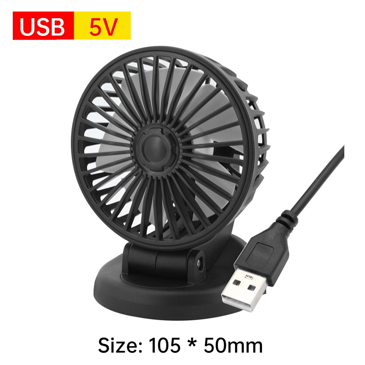 5/12/24V USB Car Cooling Fan 360° Adjustable Dual Head for front seats & back seats