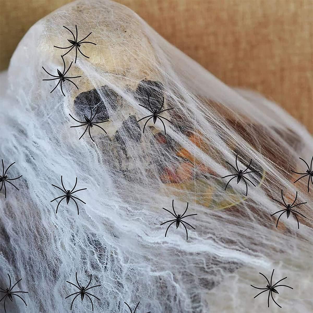 Halloween Horror Glowing Sound Control Spider Cotton Skull Prop