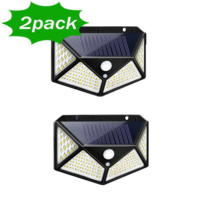 100 LED Solar Power Wall Light Motion Sensor Waterproof Outdoor Garden Lamp