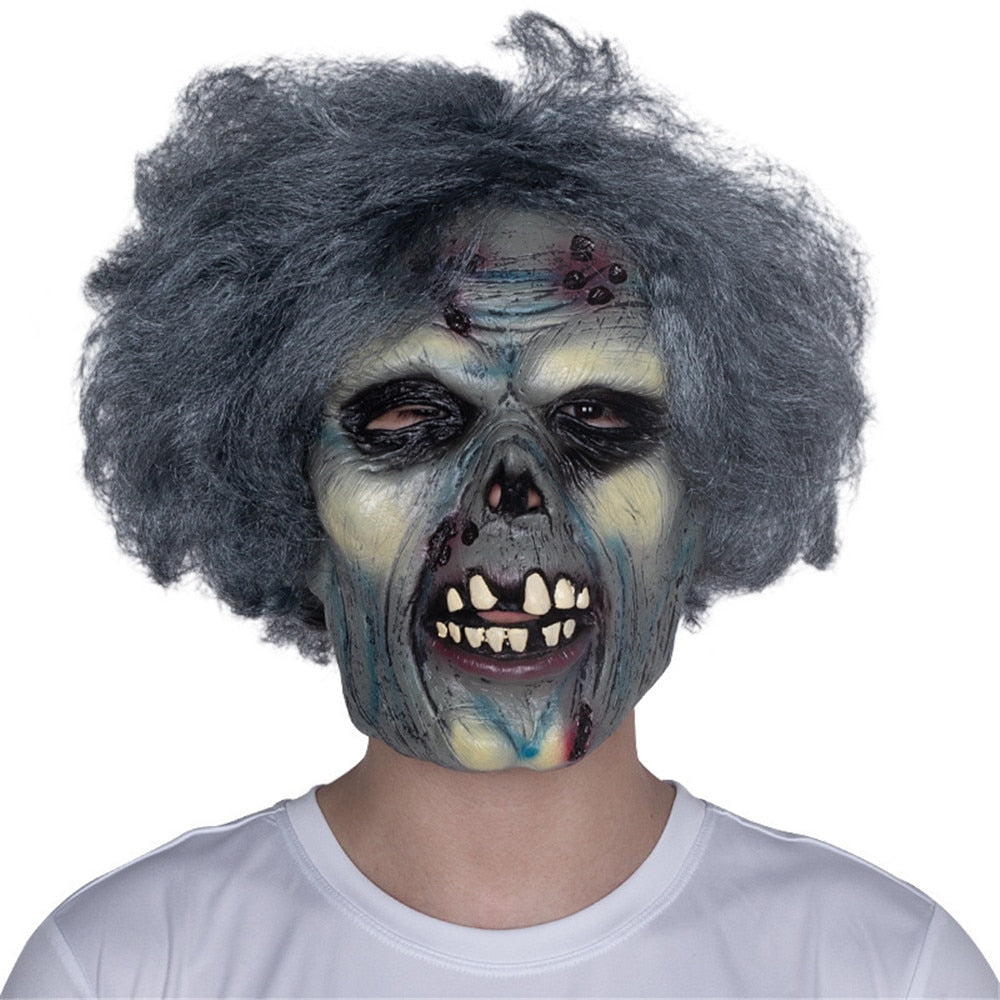 Halloween Explosive Hair Zombie Mask - Latex