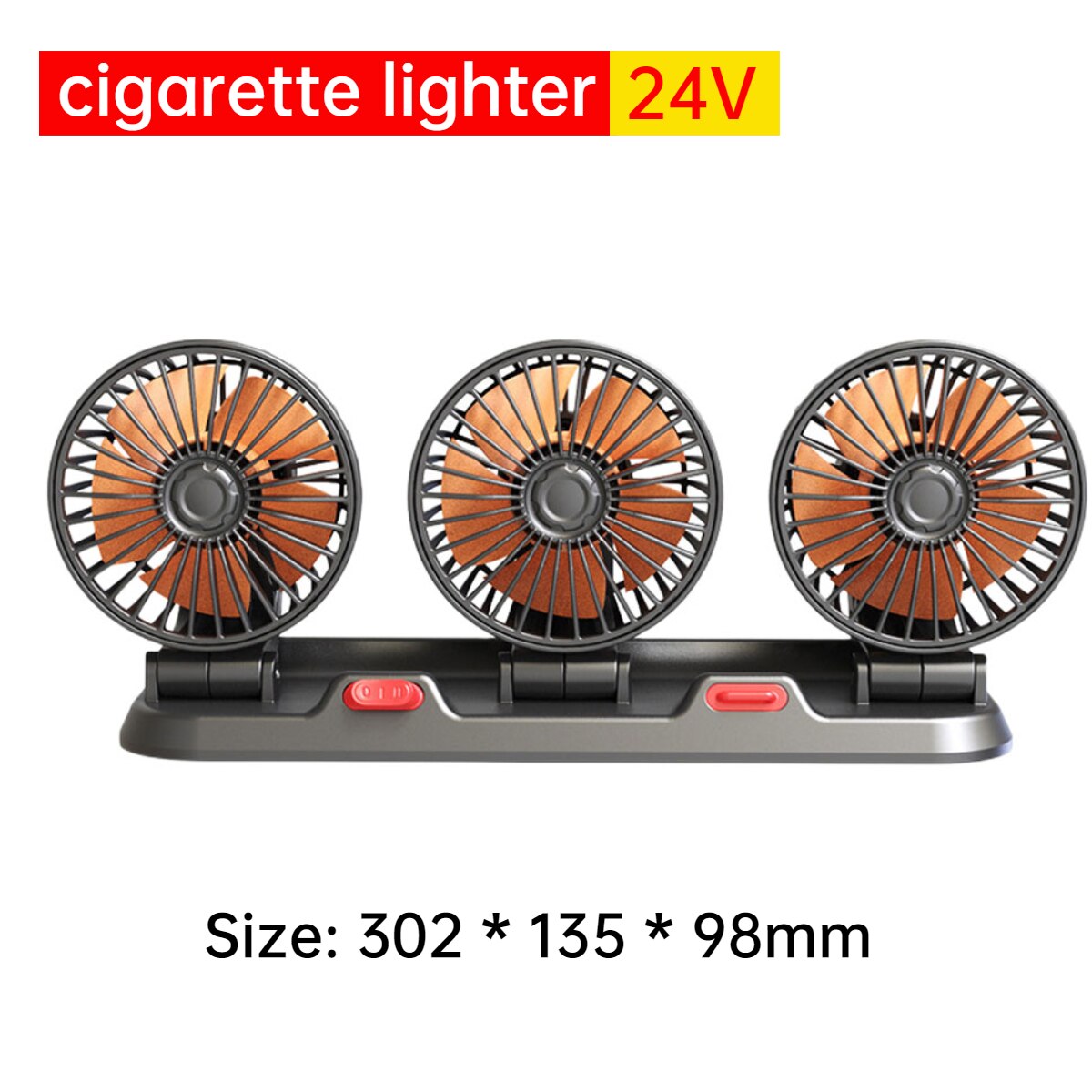 5/12/24V USB Car Cooling Fan 360° Adjustable Dual Head for front seats & back seats