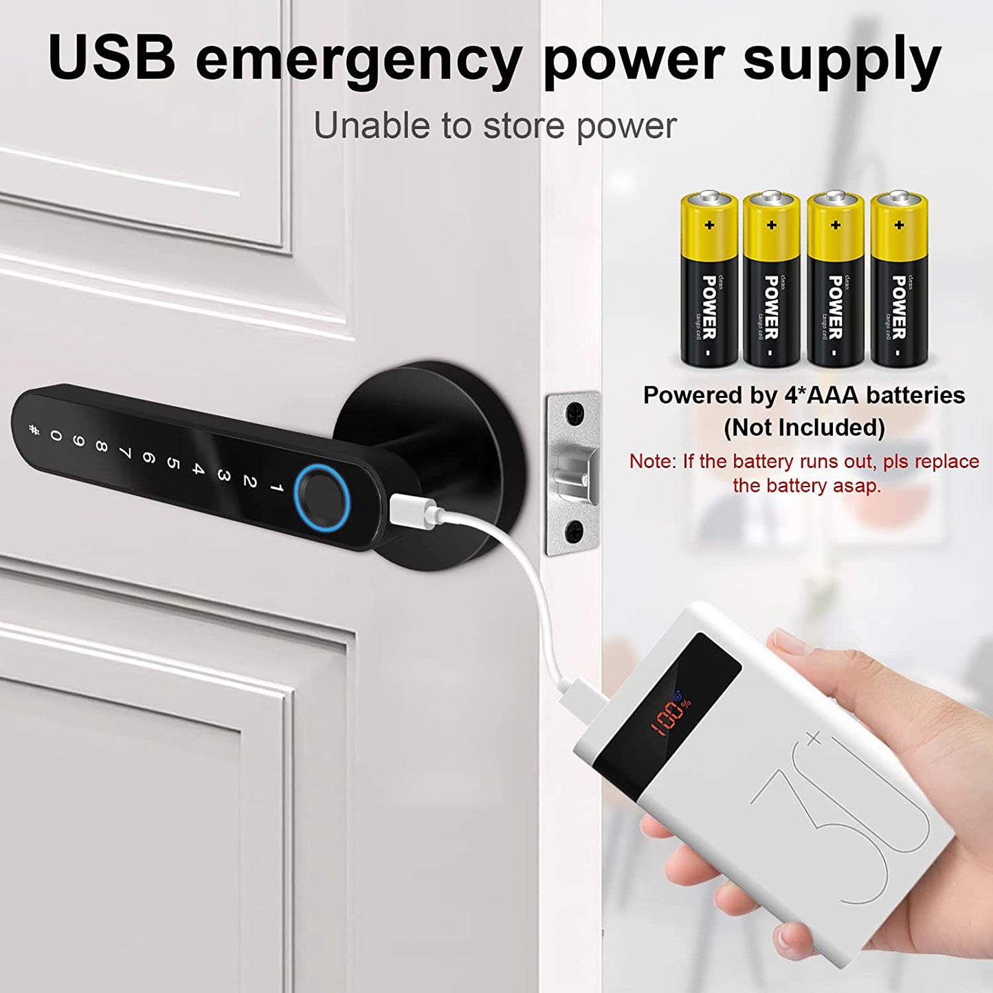 Fingerprint Smart Lock Password Electronic Digital Keyless Entry Door Knob