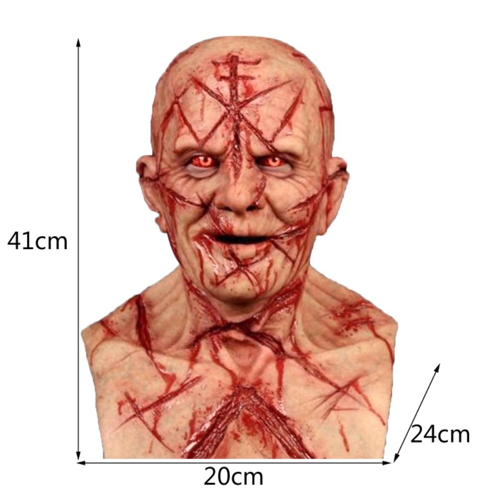 Slashed Face Horror Mask and Old Zombie Decaying Mask