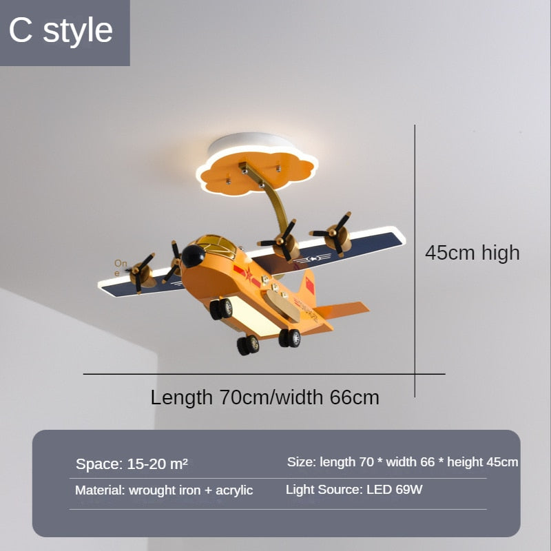 Children's Room Chandelier Boy Girl Creative Cartoon Smart Helicopter Model LED Fan Lamp Bedroom Room Ceiling Fan Lamp