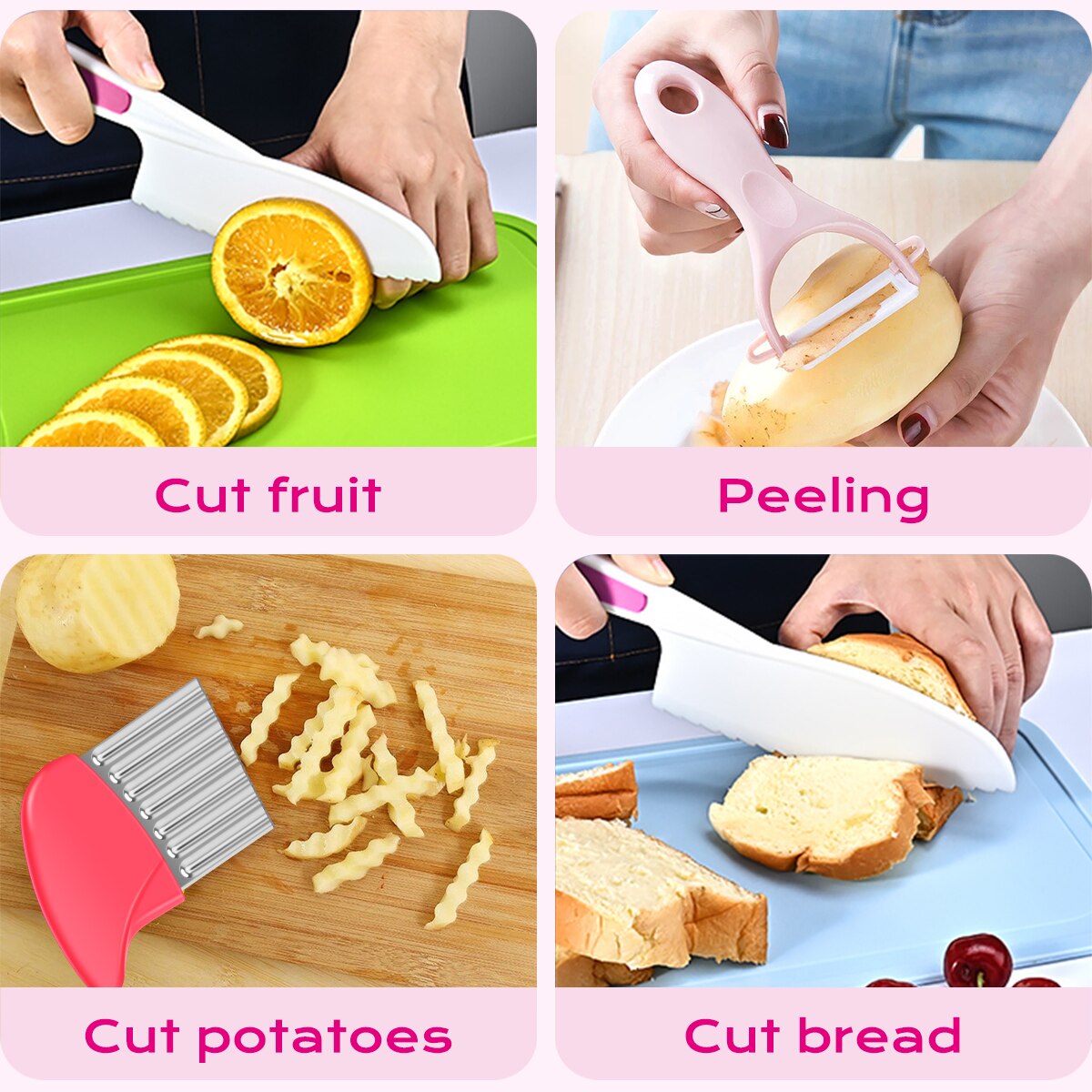 Kids Cooking Cutter Set Plastic Children Knife Safe For Toddlers