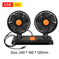 5/12/24V USB Car Cooling Fan 360° Adjustable Dual Head for front seats & back seats