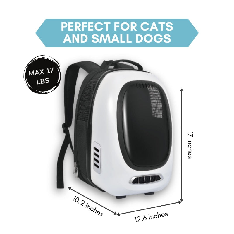 Smart Pet Carrier Backpack for Cats, Small Dogs up to 17 lbs, Intelligent Temperature Control, App- Enabled with 5V US