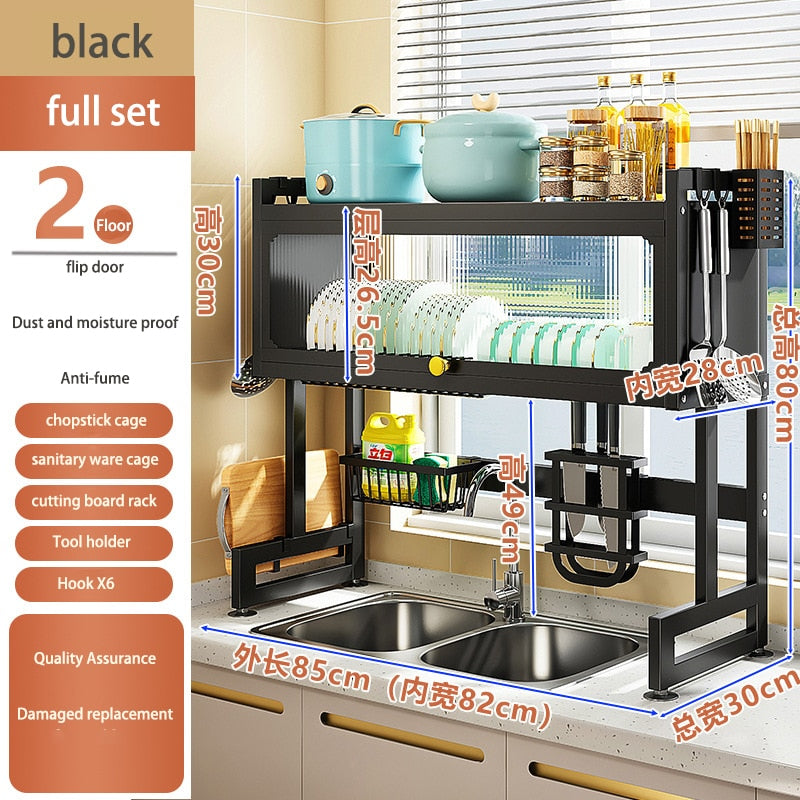 Cabinet Door Over Sink Rack Countertop Dish Storage With Organizer Kitchen Multi-function