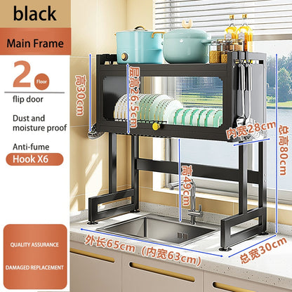 Cabinet Door Over Sink Rack Countertop Dish Storage With Organizer Kitchen Multi-function