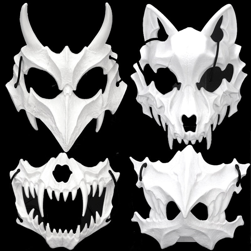 Half Face Masks Bone Skull Animals - For kids and adults