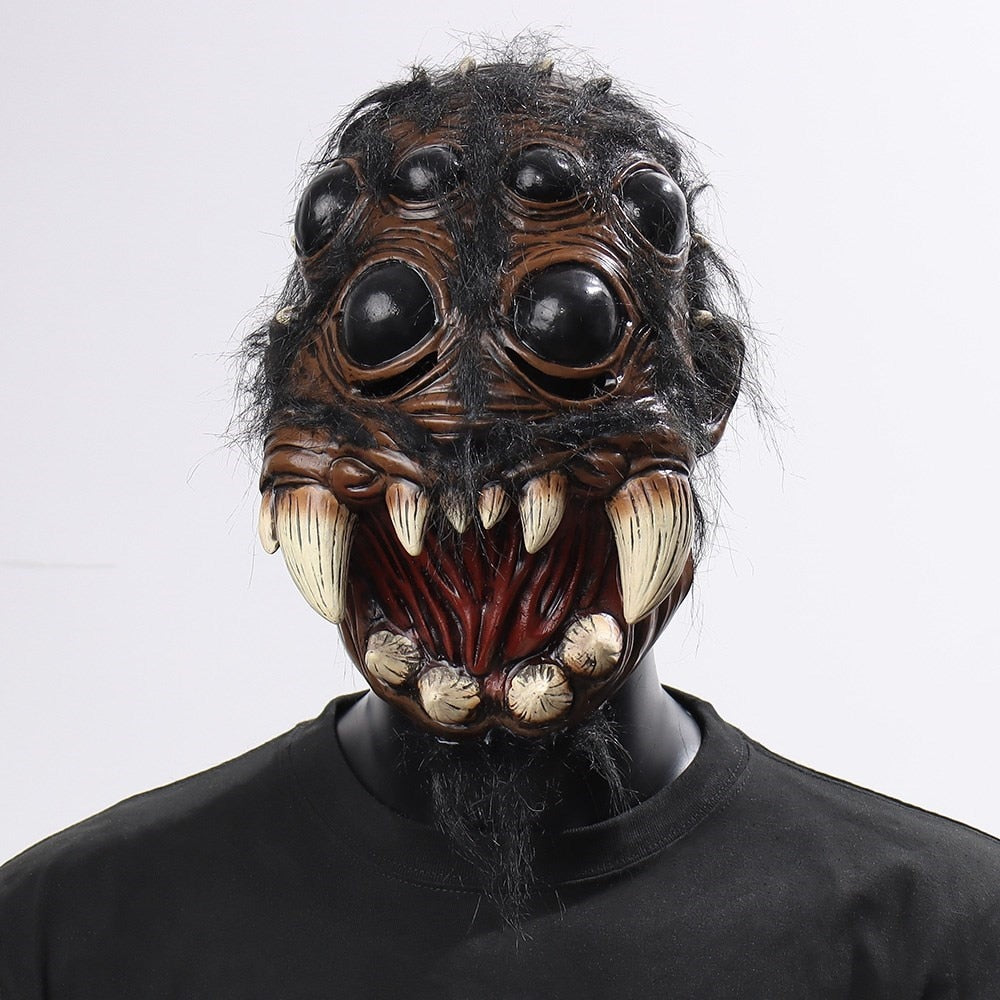 Creepy Spider Mask Spiders Big Eyes Tooth Open Mouth Latex Helmet