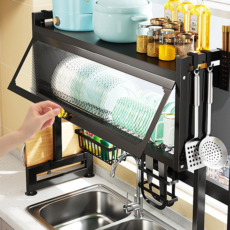 Cabinet Door Over Sink Rack Countertop Dish Storage With Organizer Kitchen Multi-function