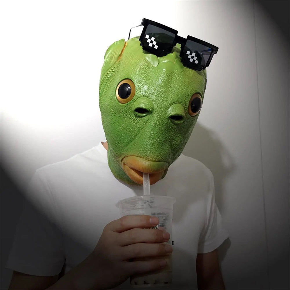 Funny Green Fish Head Mask for Adult