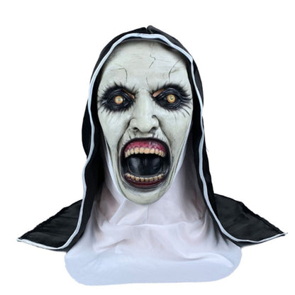 Scary Nun Latex Mask W/Headscarf