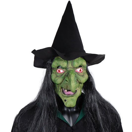 Halloween Horror Old Witch Mask with Hat  - Latex
