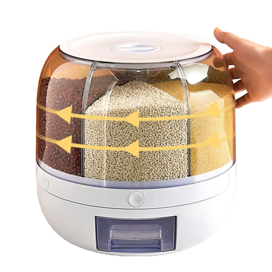 13 Pounds - Rotatable 360 Degree Rice Dispenser Sealed Dry Grain Bucket Moisture-proof Kitchen Food Container Storage Box