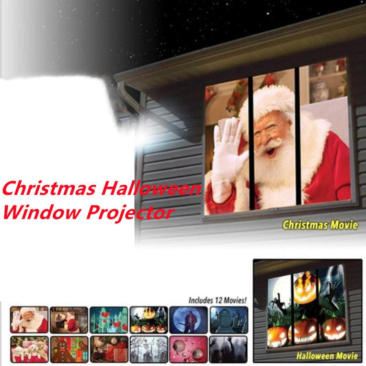 2023 Christmas Halloween Laser Projector 12 Movies Mini Home Theater/ Indoor Outdoor Window