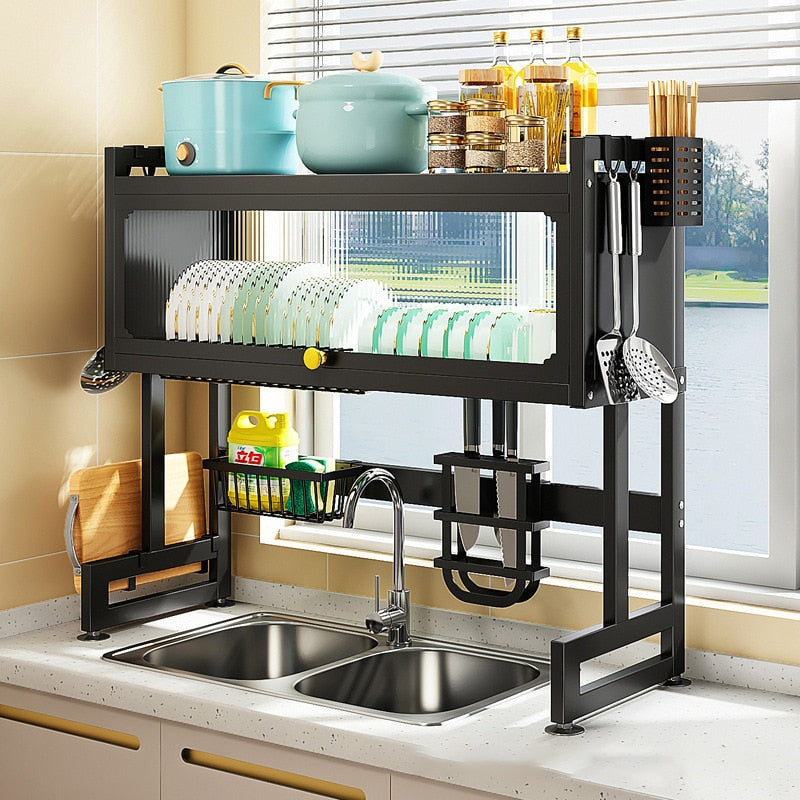 Cabinet Door Over Sink Rack Countertop Dish Storage With Organizer Kitchen Multi-function